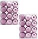 Boules de Noël 48 pièces Ø6cm - Mat Brillant Scintillant - Plastique Rose