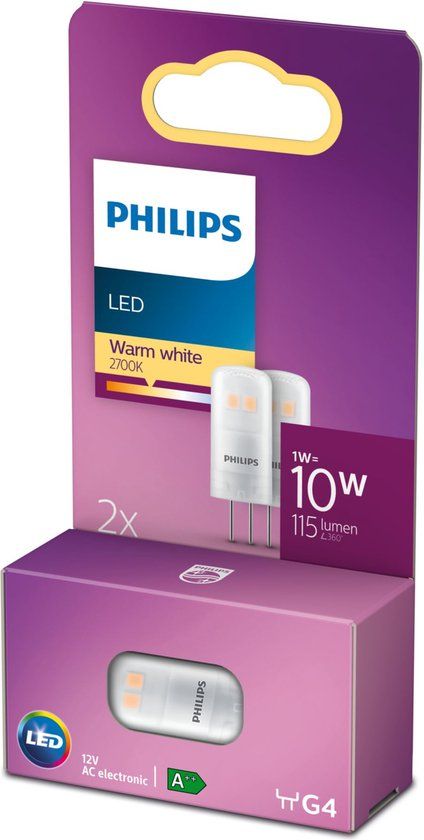 Philips LED Capsule - 1W - G4 - Warm White - 2-Pack