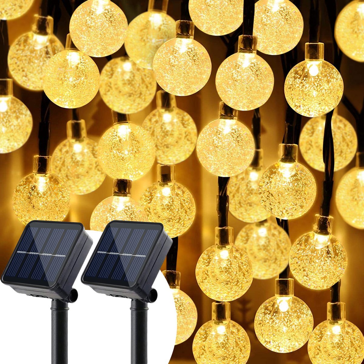 Happy Goods® Happy Goods - 100 LED - 14 Meter - zonne-energie - crystal lampjes - Tuin - Buiten Tuinverlichting - Terras - solar - sfeerverlichting - tuinieren cadeau - Buitenverlichting - Padverlichting - buitenlamp - Tuindecoratie - Sinterklaas
