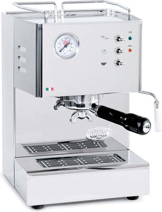 Quickmill 3004 Cassiopea espressomachine met piston en dubbel thermoblock (snel opschuimen voor cappuccino) en Koepoort Koffie baristapakket rvs