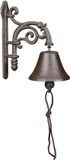 Relaxdays Tuinbel Gietijzer Antiek Design Vintage met Koord en Klepel Ouderwets Bruin