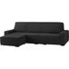 ECOMMERC3 Bielastische bankhoes voor chaise longue, voor kort hoekdeel links, bankovertrek voor chaise longue, zwart, aanpasbaar aan alle modellen, verstelbaar, schuimondersteuning