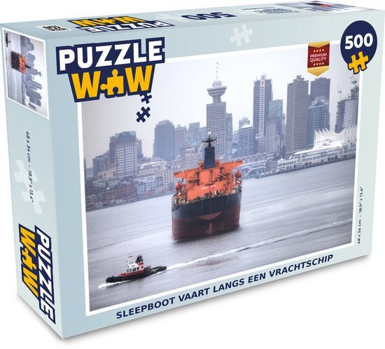 MuchoWow Puzzel Sleepboot vaart langs een vrachtschip - Legpuzzel - Puzzel 500 stukjes