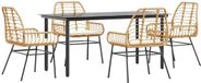 vidaXL 5-delige tuinset met kussens, bruin, polyrotan, glas