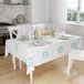Bonamaison Tafelkleed, Anti-Mold, Sneldrogend, Waterdicht, 100% Polyester Tafellaken, Turkoois, wit, 140 x 160 Cm