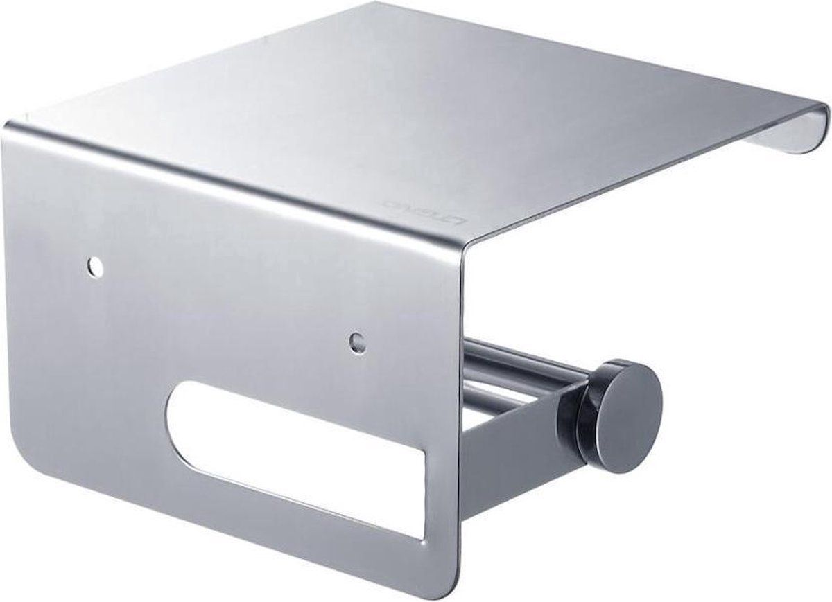 Vardaan Zelfklevende Toiletrolhouder met Plankje - Roestvrij Staal - Zilver
