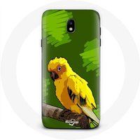 Maniacase Samsung Galaxy J7 2017 Geel parkiet vogels groene achtergrond