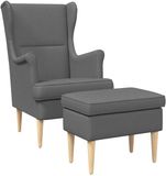 vidaXL Fauteuil met Voetenbank 2 st Donkergrijs Stof