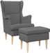 vidaXL Fauteuil met Voetenbank 2 st Donkergrijs Stof