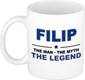 Bellatio Decorations naam cadeau mok - Filip - man myth legend - koffiemok - 300 ml - collega - vaderdag
