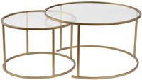 Merkloos / Sans marque Asir - Salontafelset - Goud, transparant - 100% gehard glas - 80 x 80 x 43 cm