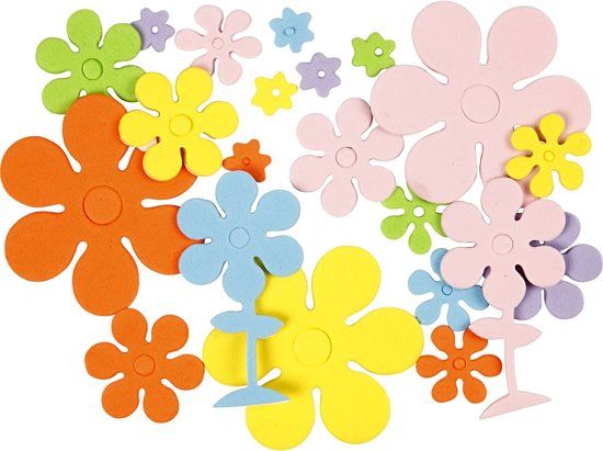 creotime EVA Foam vormen, afm 10-60 mm, bloemen, 670 assorti