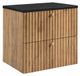 3xE living Meuble suspendu pour salle de bain 60 cm Chêne Craft Gold / Plateau Noir