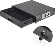 VEVOR 2U Rack Mount Lade, 50 lbs Max Dragende, Afsluitbare Server Cabinet Case, Schuiflade met slot en kabelbeheergaten, voor 19" Netwerkapparatuur Server AV-rack of kabinet behuizing
