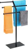 Relaxdays Handdoekenrek met 3 stangen - Zwart - Metaal - 87 x 50,5 x 20,5 cm