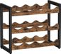 SMH LINE® Casier à vin industriel - 12 bouteilles - Métal/Bois - Noir/Brun foncé