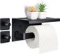 Unyqoos® Porte-rouleau de papier toilette sans perçage – Aluminium avec espace de rangement de 17 cm, noir