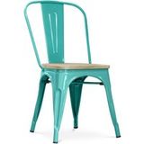 Stylix Chaise de salle à manger Style Tolix - Design industriel - Acier et bois - Nouvelle édition - Vert pastel