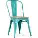 Stylix Chaise de salle à manger Style Tolix - Design industriel - Acier et bois - Nouvelle édition - Vert pastel
