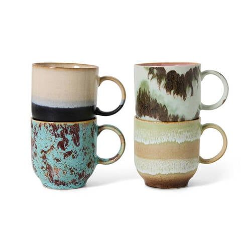 HKLIVING koffiekopje 70s (Ø8 cm) (250 ml) (set van 4)