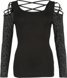 Black Premium by EMP Zwart shirt met lange mouwen met vetersluiting en uitsnijdingen - Dames - L