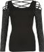 Black Premium by EMP Zwart shirt met lange mouwen met vetersluiting en uitsnijdingen - Dames - L