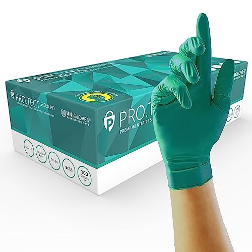 UNIGLOVES PRO.TECT GA0081 Nitrile Disposable Gloves, HD, Extra Strong, Powder-Free, XS, 100 pcs