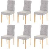 HWC-E58 Set van 6 eetkamerstoelen - Stof/Textiel Grijs met Lichte Poten