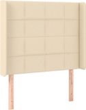vidaXL Hoofdbord met randen 83x16x118/128 cm stof crèmekleurig