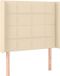 vidaXL Hoofdbord met randen 83x16x118/128 cm stof crèmekleurig