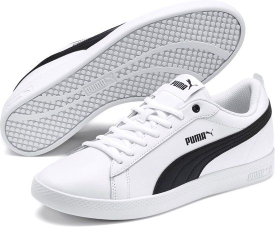 PUMA Smash v2 L Sneaker Dames - wit - zwart - Maat 36