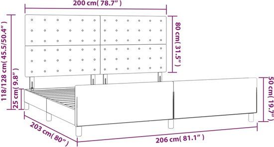 vidaXL Bedframe Zonder Matras 200x200 cm Fluweel Zwart