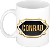 Bellatio Decorations Naam cadeau mok - Conrad - Zwart - Keramiek - 300 ml
