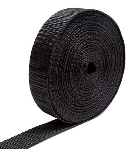 IPEA Hardshell riem van nylon voor rugzak en tassen, 10 meter lang, veelzijdig bruikbaar, voor naaien, sport, bagage, knutselen, maten 20/25/30/40 mm, zwart - 2,5 cm