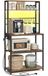 Vasagle Étagère de cuisine avec LED, Armoire de cuisine avec prise, 8 crochets | Support micro-ondes avec étagères réglables, 40 x 80 x 168,4 cm, Marron rustique et noir d'encre, Collection BARNET KKS050KD01