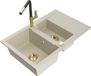 Mexen Gaspar évier en granit 1,5 bac avec égouttoir et robinet de cuisine Flora, beige