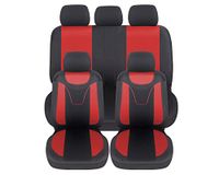 Auto Lupex Auto Accessori Universele autostoelhoezen voor auto | polyesterweefsel | set voor- en achterbankhoezen | ritssluiting | aanpasbare stoelbekleding (model N, rood)