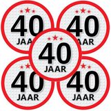 Bellatio Decorations 40 jaar leeftijd sticker - 15x - rond - Dia 15 cm - 40 jaar verjaardag - jubileum - leeftijd versiering