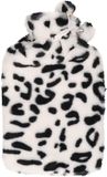 H&S Collection Bouillotte - imprimé panthère - avec housse douce à imprimé animal - blanc/noir - 1,75L