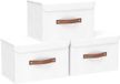 Boîtes de rangement sans marque avec couvercle - Pliable et lavable - 3 pièces - Blanc - Polyester