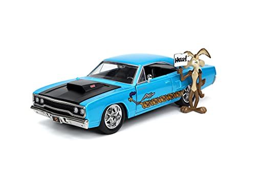 Jada Toys 253255028 - Looney Toons Road Runner Plymouth op schaal 1:24 die-cast met Willy Coyote in de Cast + 8 jaar 253255028
