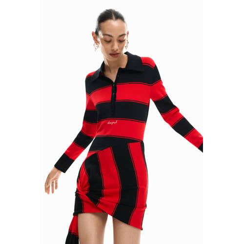 Desigual gestreepte korte jurk rood