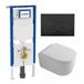 Geberit QeramiQ Dely Swirl Toiletset - 36.3x51.7cm - Geberit UP720 Duofix Sigma inbouwreservoir - 35mm zitting - mat zwarte bedieningsplaat - ronde knoppen - glans wit