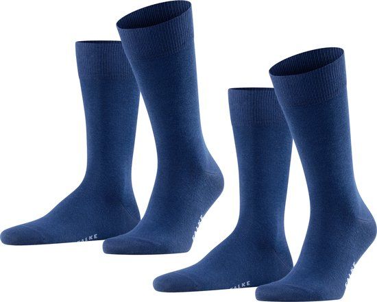 FALKE Happy 2-Pack Katoen Multipack Sokken Heren Blauw - Maat 39-42