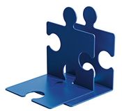 HAN CD-standaard & boekensteunpuzzel, stabiele combineerbare staande verzamelaar in moderne puzzellook, voor cd's, boeken en dvd's, 9212-14, blauw