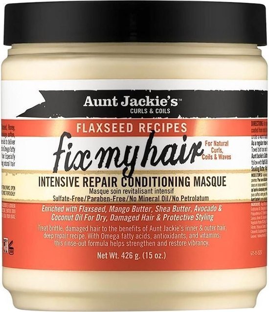 Aunt Jackies Aunt Jackie's Curls & Coils Flaxseed Recipes Fix My Hair Intensive Repair Conditioning Masque 426 gr