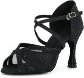 Merkloos Dansschoenen voor dames met strass, geschikt voor salsa, tango, bachata en bruiloften, binnen te dragen