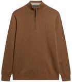 Superdry Essentials Katoenen Trui met Halve Rits Heren Carbon Brown Marl S