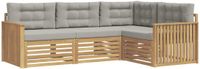 vidaXL - Buiten - bank - set - 4 - st - Wit - en - Lichtgrijs - Polyester