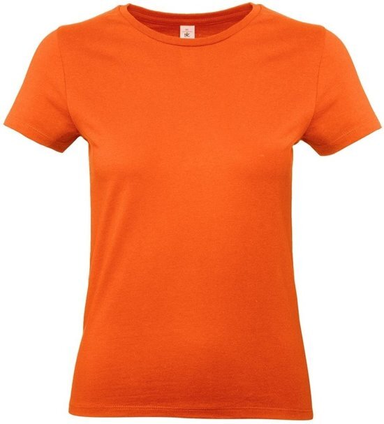 B&C Basic dames t-shirt oranje met ronde hals - Oranje dameskleding casual shirts S (36